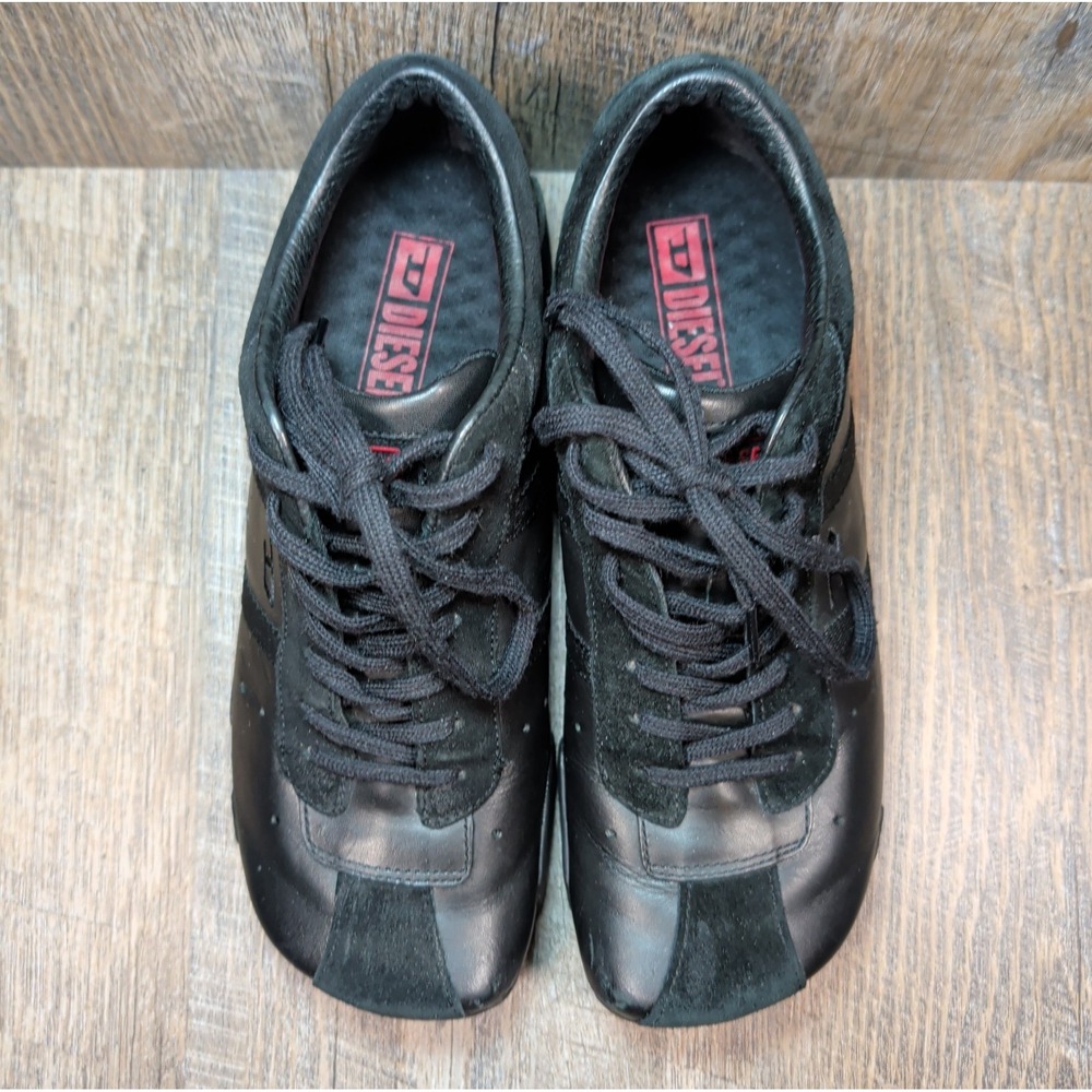 Vintage Diesel Evelyn Shoes Leather Sneakers Women's Size 7.5 Black Y2K Suede - Picture 6 of 14